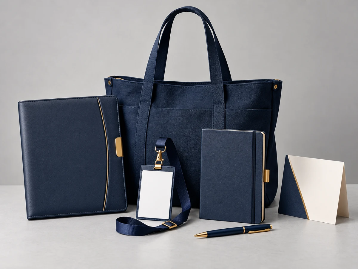 Conference tote bag, badge, lanyard and stationery kit