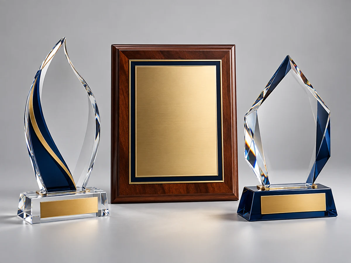Acrylic, wood and crystal-style corporate awards