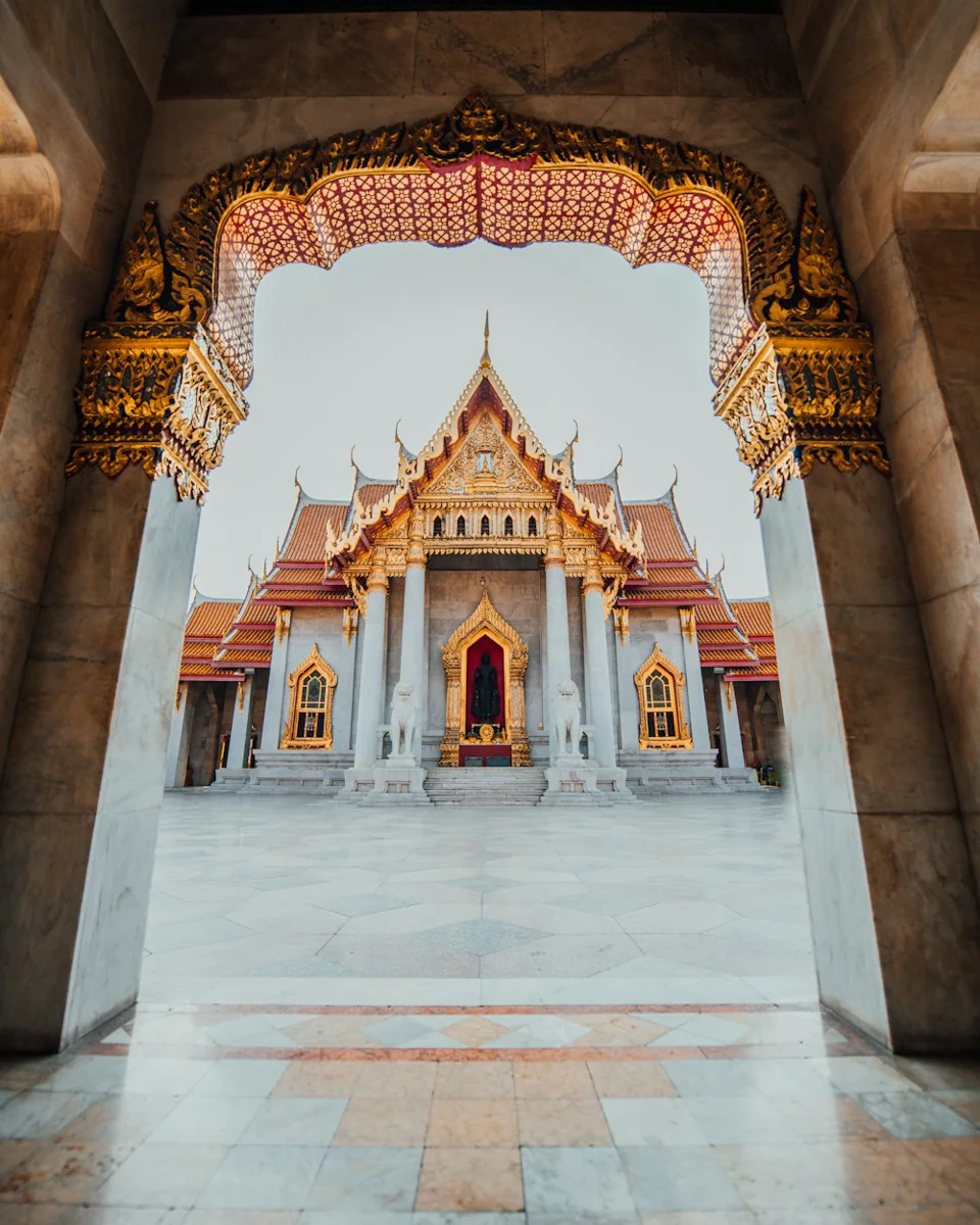 Ornate Thai temple architecture in Bangkok
